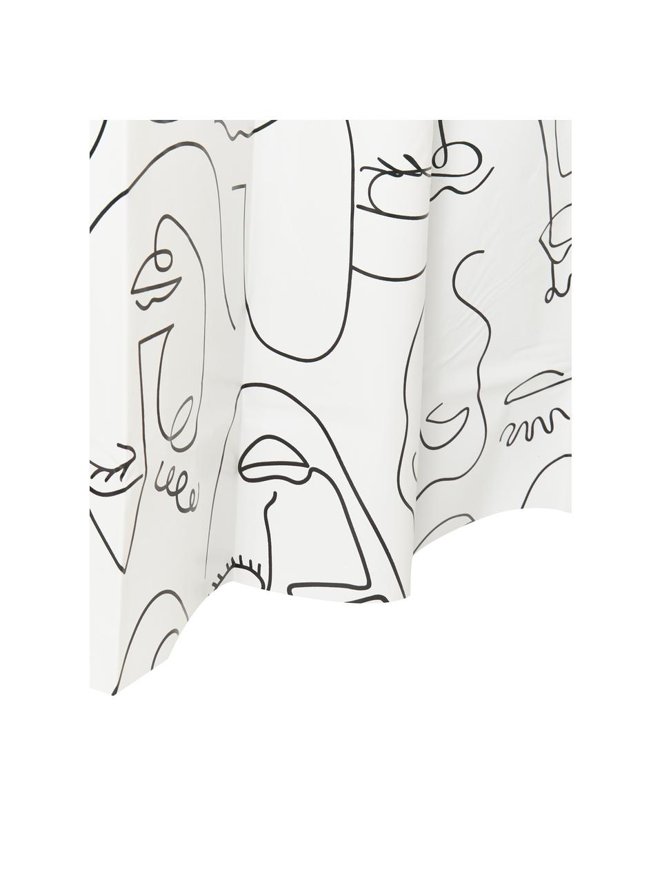 Sprchový závěs s kresbou jedním tahem Mind, 100 % umělá hmota (PEVA), Černá, bílá, Š 180 cm, D 200 cm
