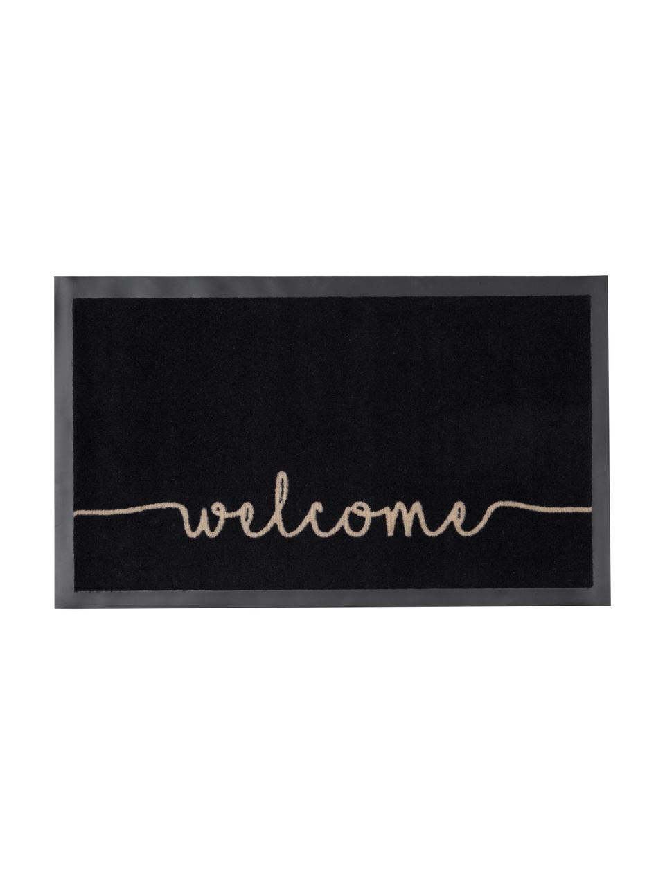 Wycieraczka z poliamidu Welcome, Czarny, beżowy, S 45 x D 75 cm