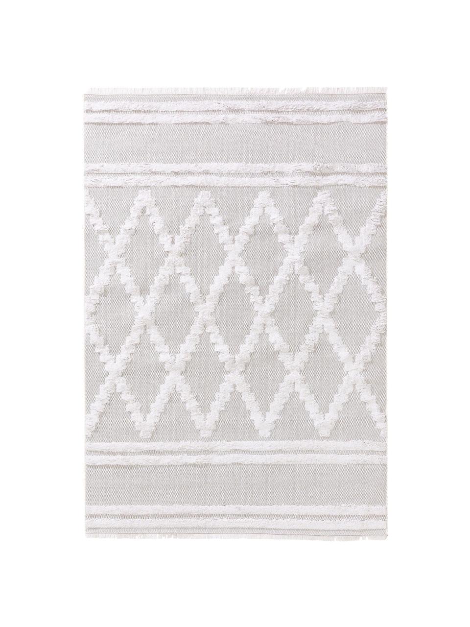 Tappeto in cotone lavabile con motivo a rilievo Oslo Dimonds, 100% cotone, Bianco crema, beige, Larg. 190 x Lung. 280 cm