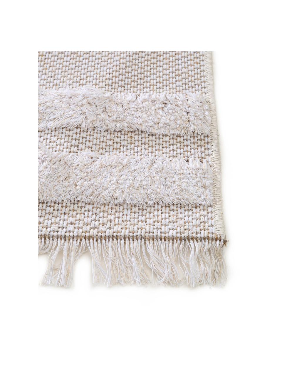 Tappeto in cotone lavabile con motivo a rilievo Oslo Dimonds, 100% cotone, Bianco crema, beige, Larg. 190 x Lung. 280 cm