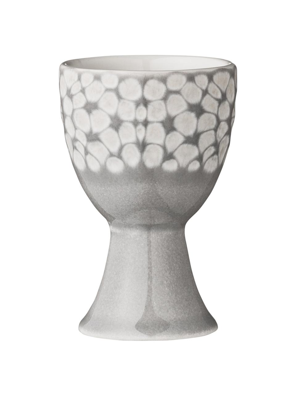 Portauovo in ceramica Abella 2 pz, Ceramica, Grigio, bianco, Ø 5 x Alt. 8 cm