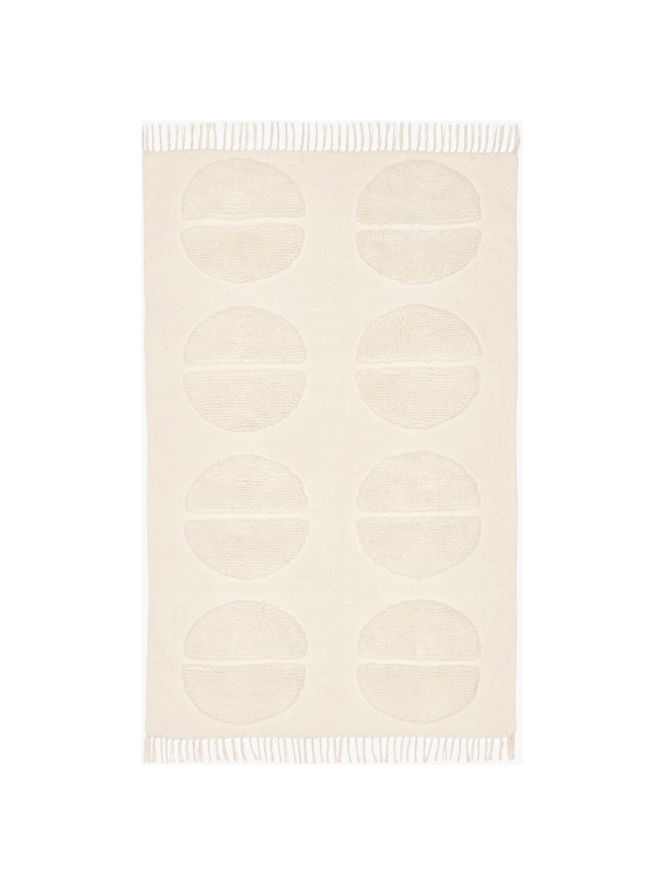 Tappeto in lana beige taftato a mano con effetto alto-basso Anica, Bianco crema, Larg. 80 x Lung. 150 cm (taglia XS)