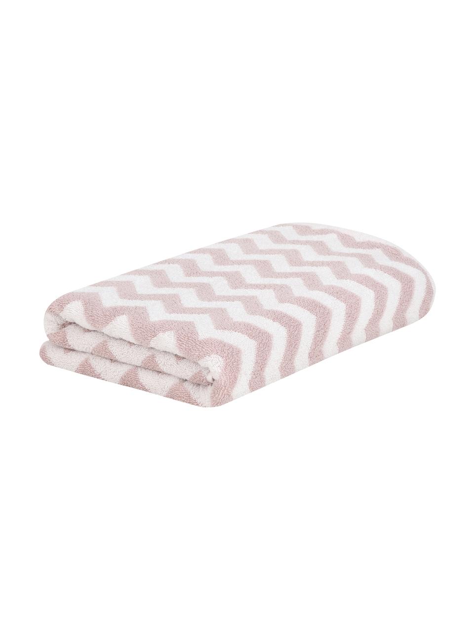 Asciugamano con motivo a zigzag Liv 2 pz, 100% cotone,
qualità media 550 g/m², Rosa, bianco crema, Asciugamano per ospiti, Larg. 30 x Lung. 50 cm, 2 pz