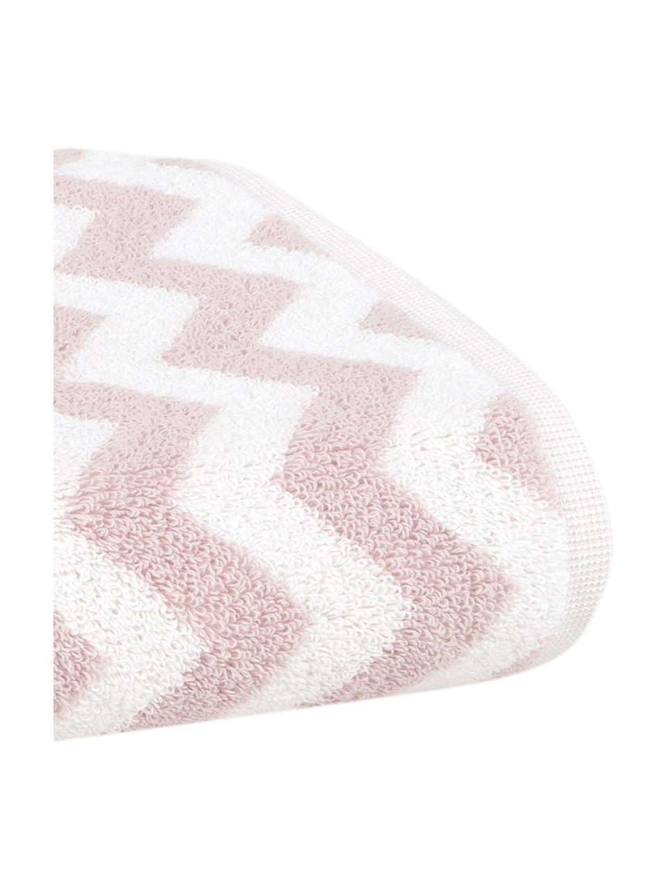Asciugamano con motivo a zigzag Liv 2 pz, 100% cotone,
qualità media 550 g/m², Rosa, bianco crema, Asciugamano per ospiti, Larg. 30 x Lung. 50 cm, 2 pz