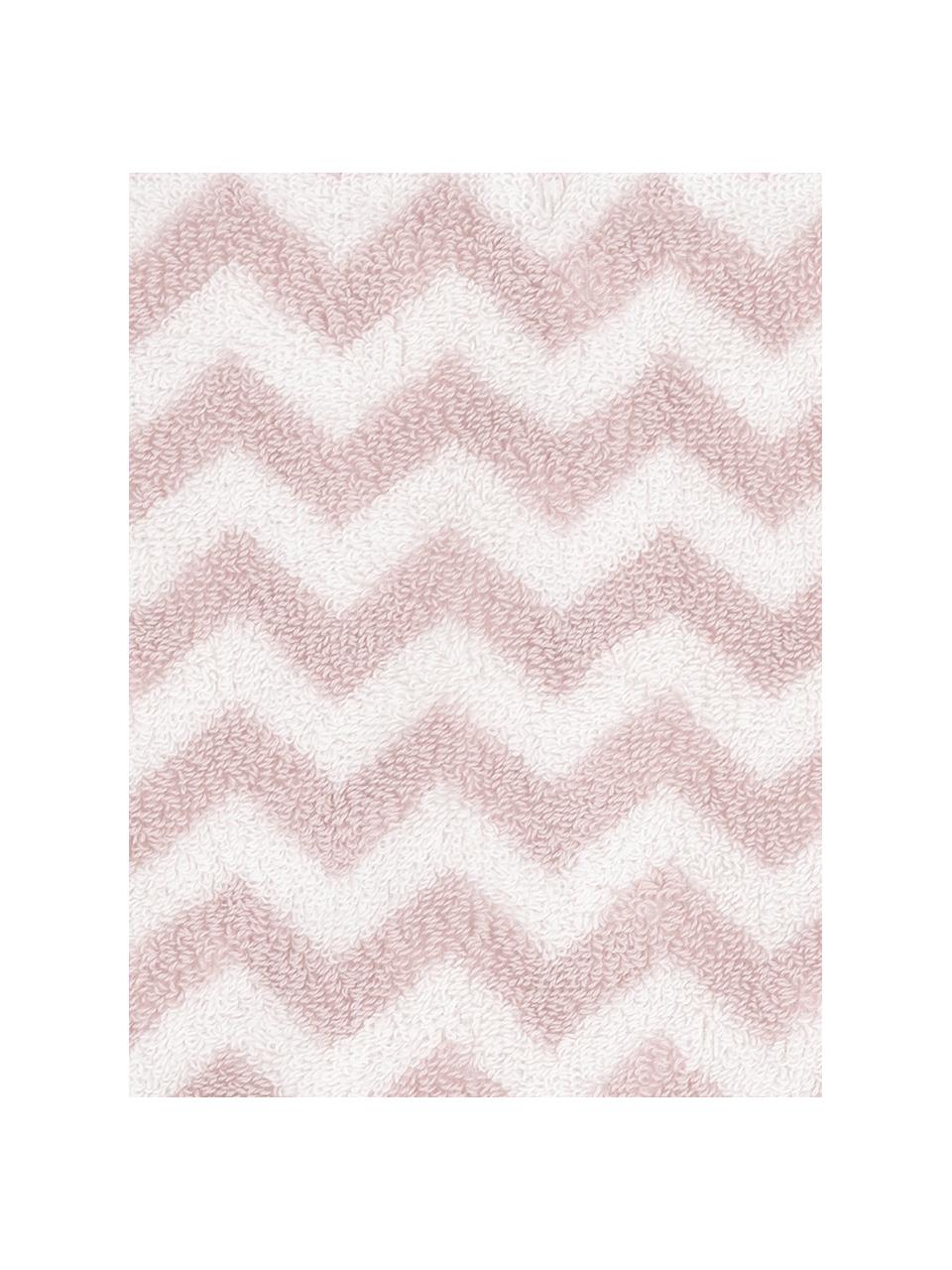 Serviette de toilette coton pur à imprimé zigzag Liv, 100 % coton, grammage intermédiaire 550 g/m², Rose, blanc crème, Serviettes invité, larg. 30 x long. 50 cm, 2 pièces