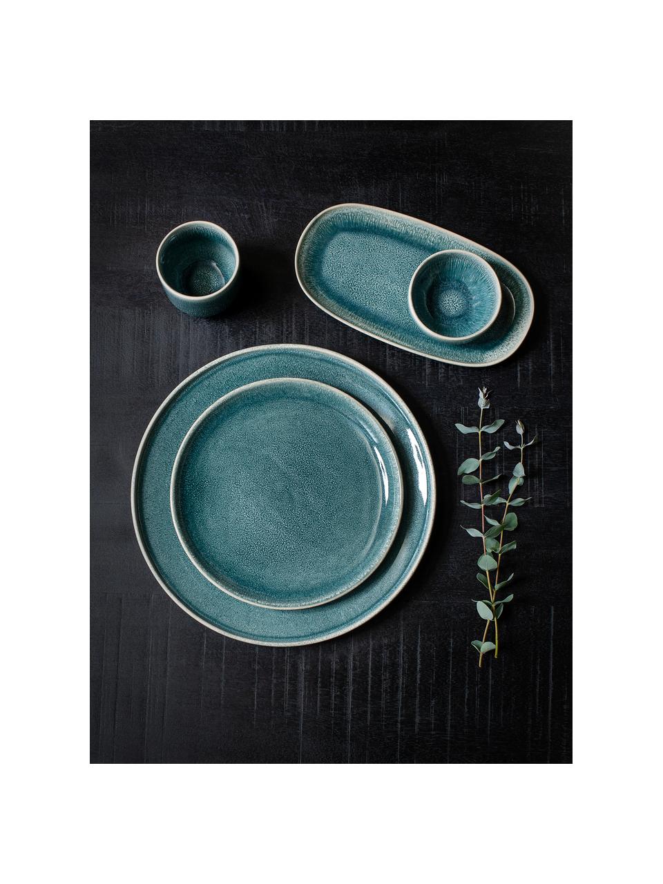 Keramische ontbijtborden Audrey, 2 stuks, Keramiek, Groen-blauw, Ø 20 cm