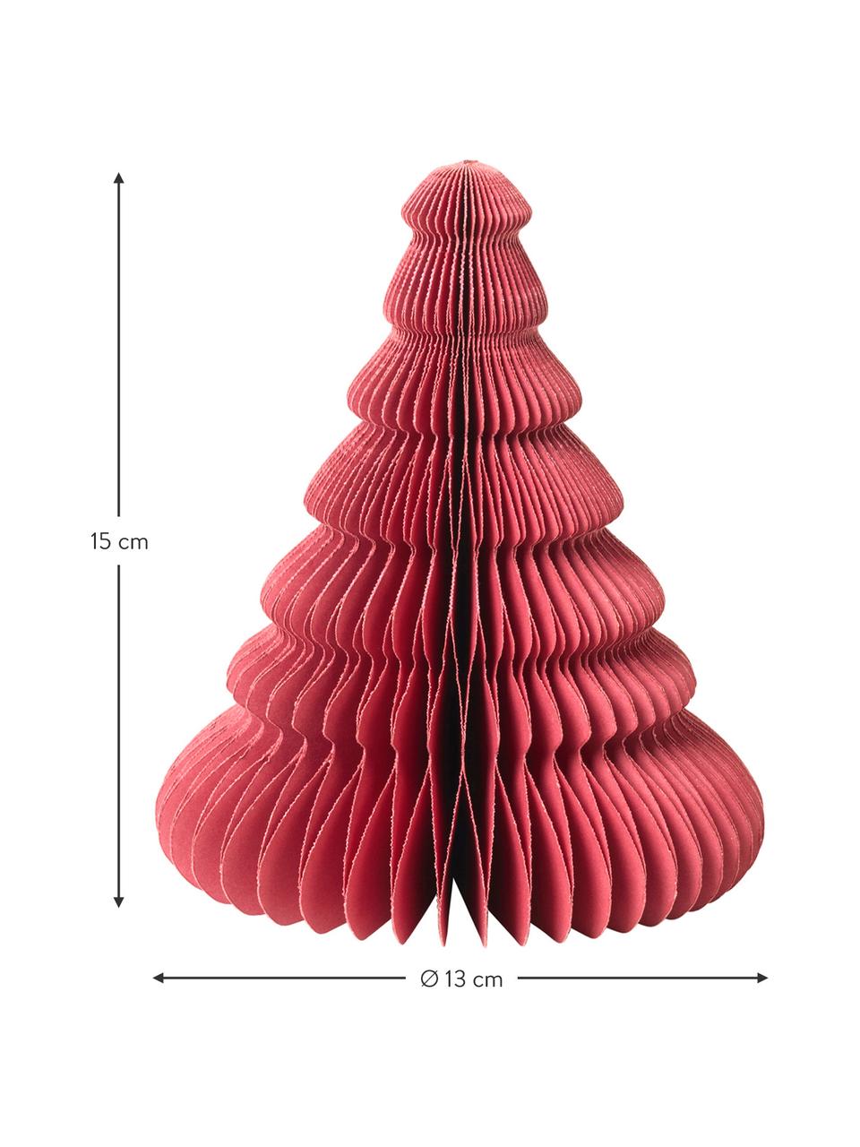 Plissee Baum Paper Pine H 15 cm, Papier, Rot, Ø 13 x H 15 cm