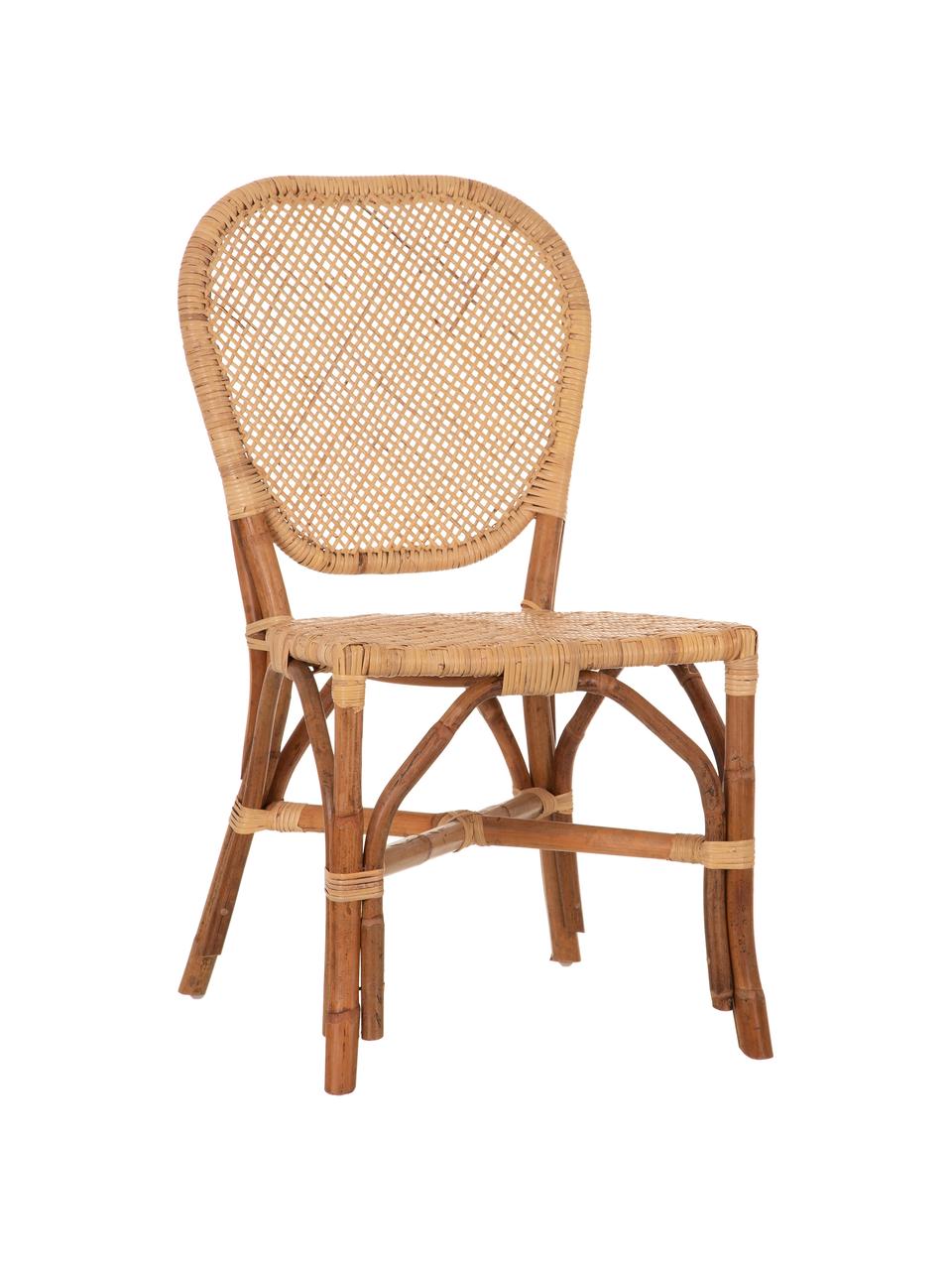 Silla de ratán Laia, Ratán con tejido de polipiel, Beige, An 61 x F 47 cm