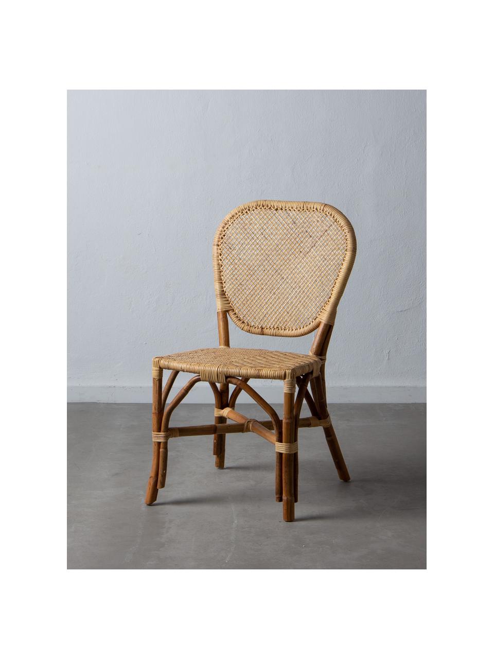 Silla de ratán Laia, Ratán con tejido de polipiel, Beige, An 61 x F 47 cm