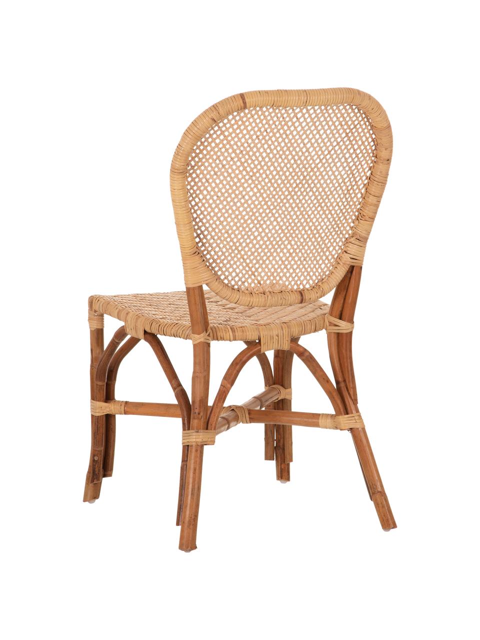 Silla de ratán Laia, Ratán con tejido de polipiel, Beige, An 61 x F 47 cm