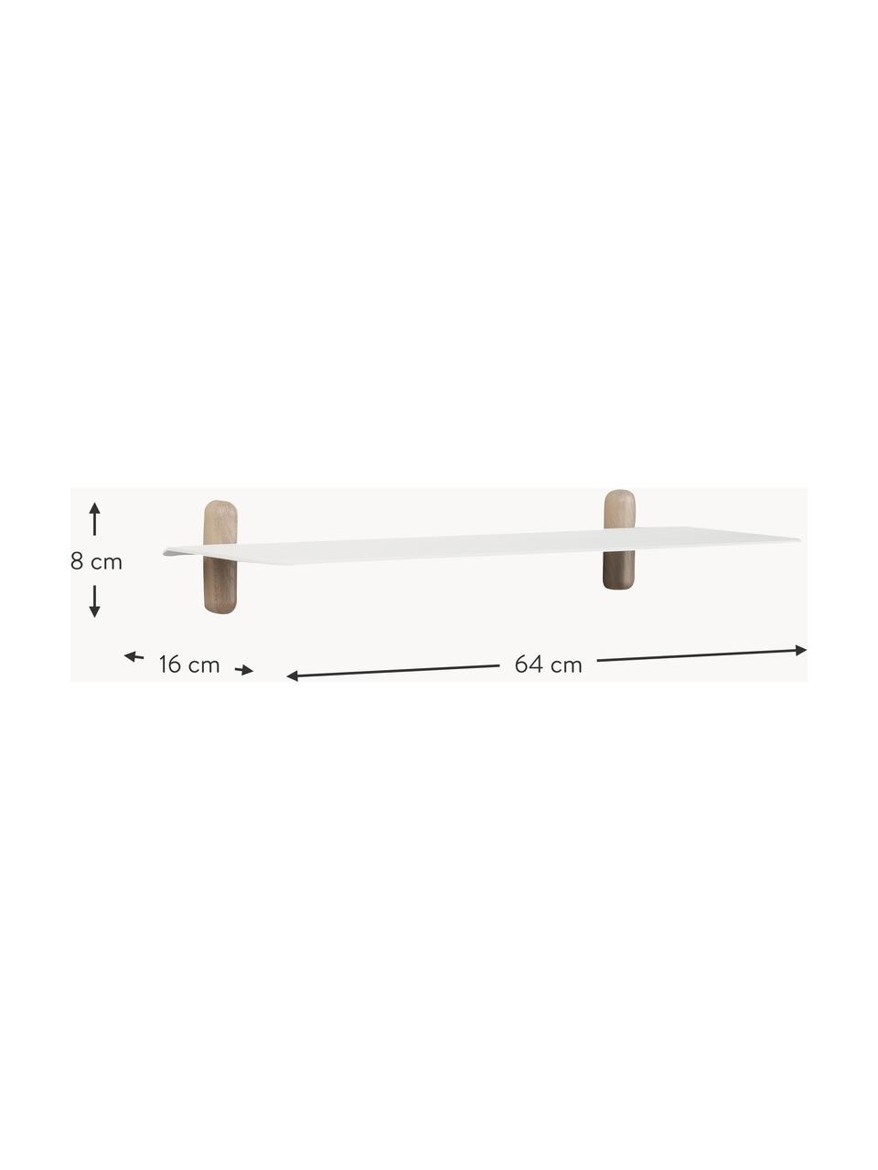 Wandrek Nivo, Plank: gecoat staal, Frame: eikenhout, Eikenhoutkleurig, wit, B 64 cm x H 8 cm