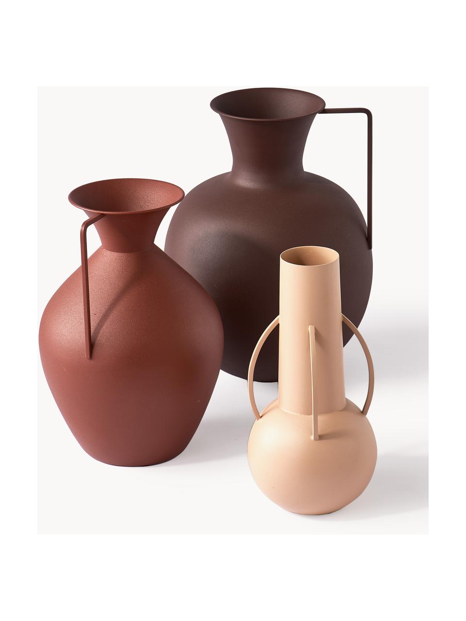 Set di 4 vasi fatti a mano Roman, Ferro verniciato a polvere, Ruggine, beige, marrone, Set in varie misure