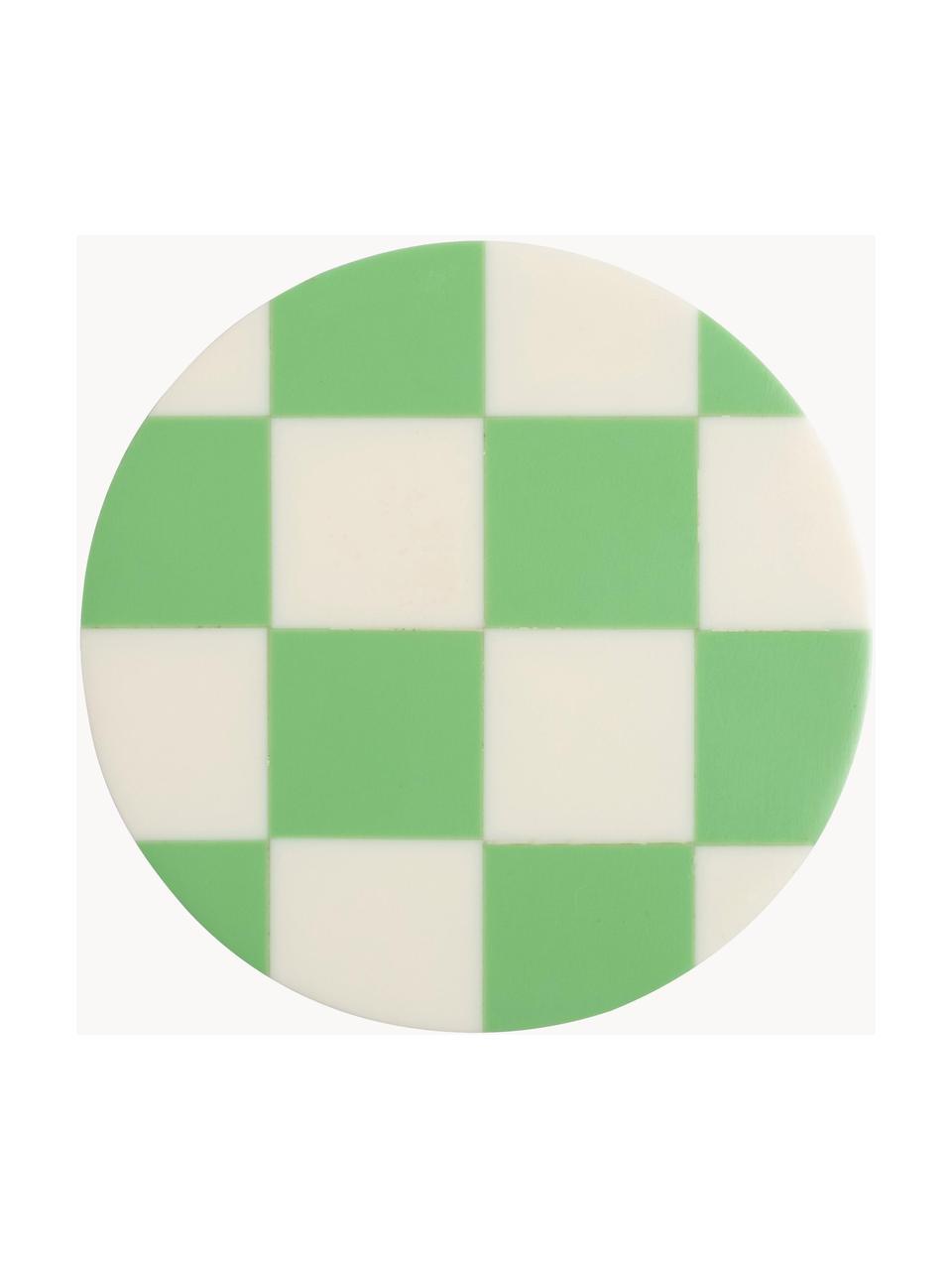 Sottobicchiere Check 4 pz, Poliresina, Verde, bianco crema, Ø 10 cm