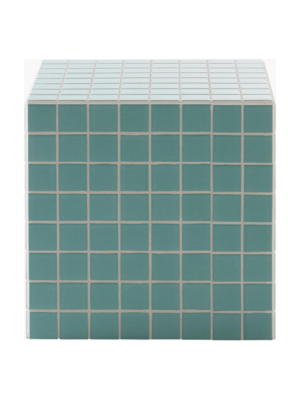 Betegelde bijzettafel Kerreville, Frame: MDF, Decoratie: keramiek, Turquoise groen, B 42 x H 42 cm