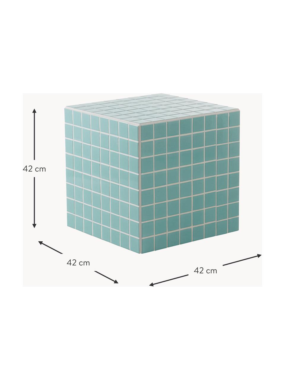 Tavolino piastrellato Kerreville, Struttura: pannello MDF (fibra a med, Verde turchese, Larg. 42 x Alt. 42 cm