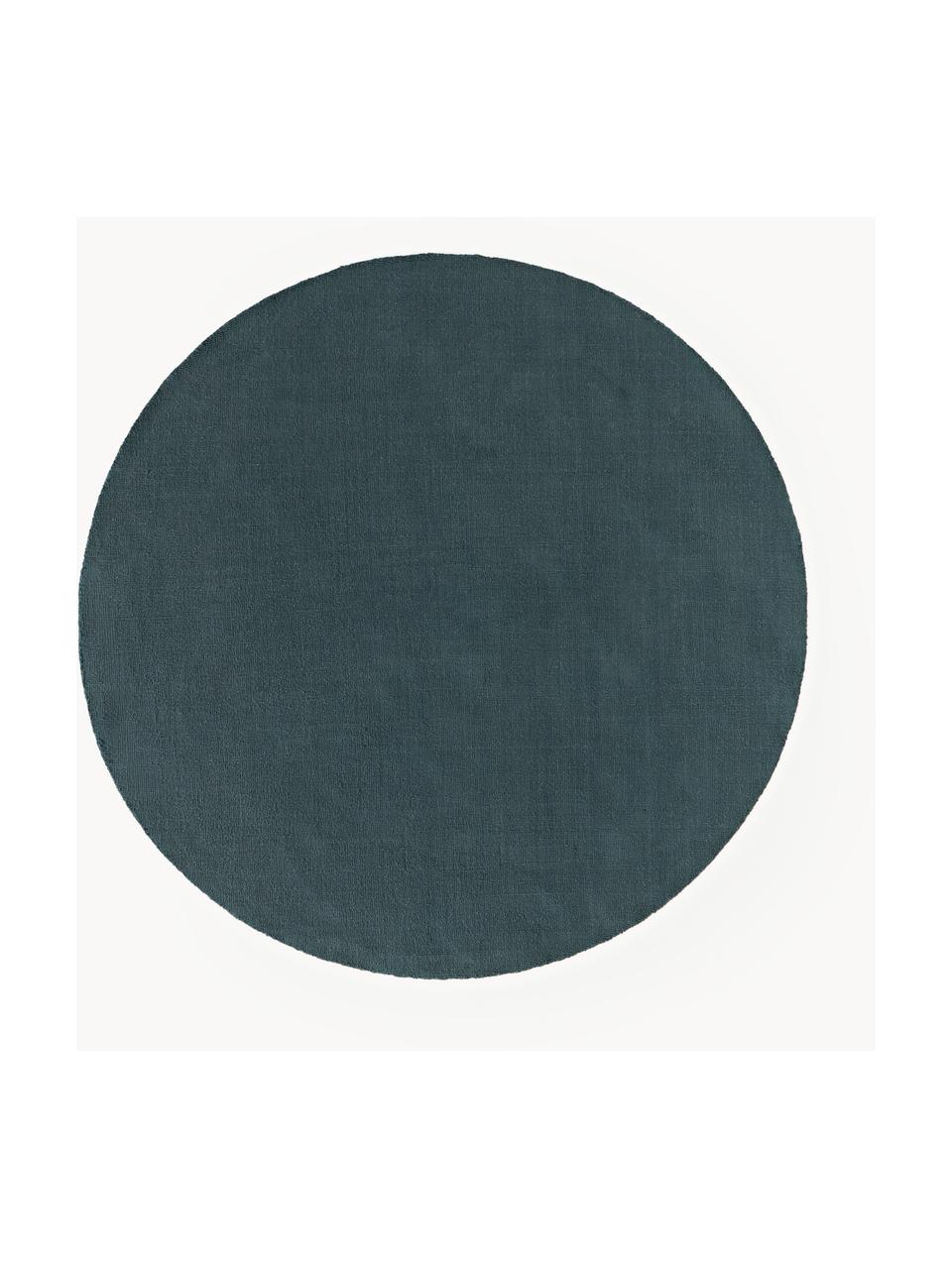 Tapis rond en coton tissé main Lora, Gris-bleu, Ø 120 cm (taille S)