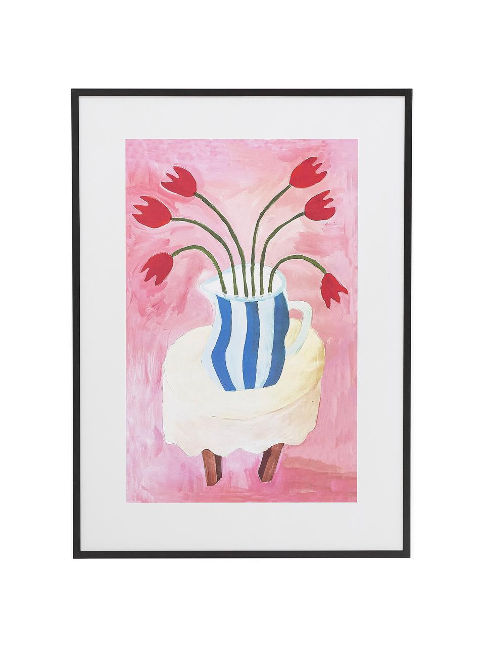 Plakat z ramą Camelia, Brudny różowy, wielobarwny, S 52 x W 72 cm