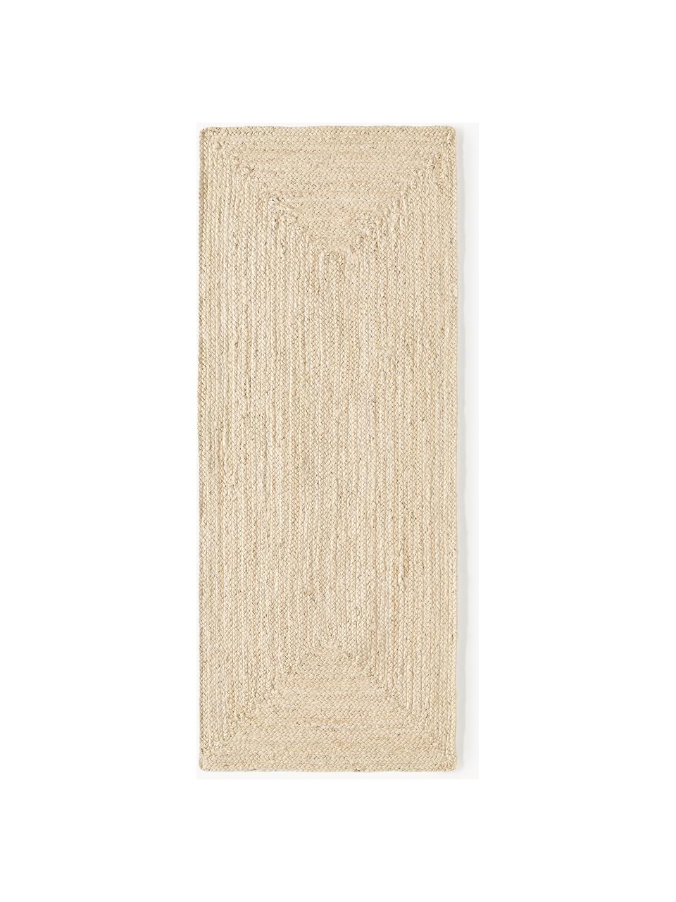 Handgefertigter Jute-Läufer Sharmila, 100 % Jute, Off White, B 80 x L 200 cm