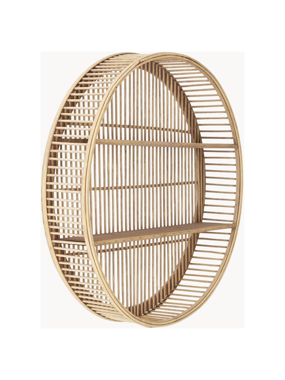 Rundes Bambus-Wandregal Bentra, Rahmen: Bambus, Rattan, Beige, Ø 60 x T 12 cm