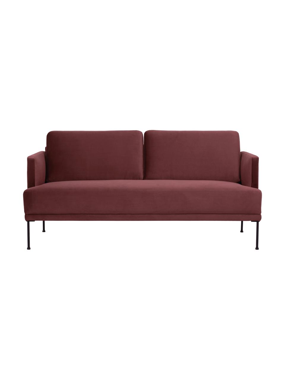 Samt-Sofa Fluente (2-Sitzer) in Rostrot mit Metall-Füssen, Bezug: Samt (Hochwertiger Polyes, Gestell: Massives Kiefernholz, Samt Rostrot, B 166 x T 85 cm