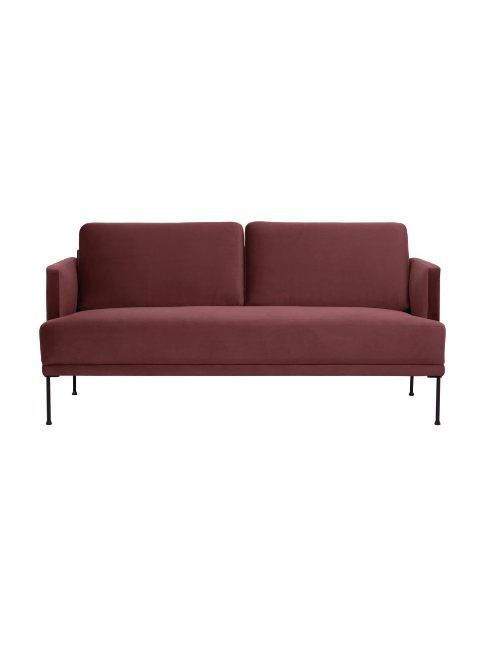 Sofa z aksamitu z metalowymi nogami Fluente (2-osobowa), Tapicerka: aksamit (wysokiej jakości, Nogi: metal malowany proszkowo, Aksamitny rdzawoczerwony, S 166 x G 85 cm