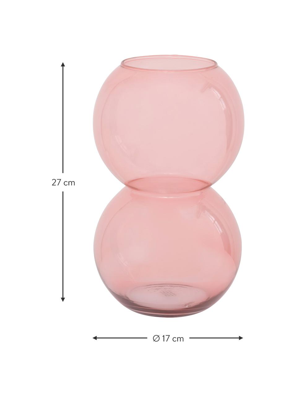 Vaso di design in vetro soffiato Pebbles, Vetro, Rosa, Ø 17 x Alt. 27 cm