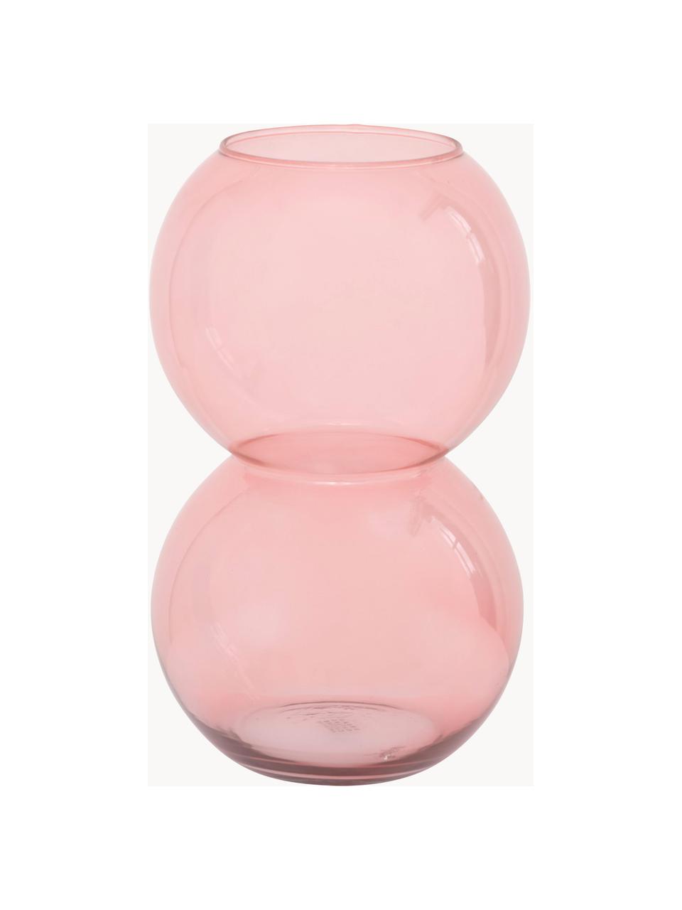 Vaso di design in vetro soffiato Pebbles, alt. 27 cm, Vetro, Rosa chiaro trasparente, Ø 17 x Alt. 27 cm