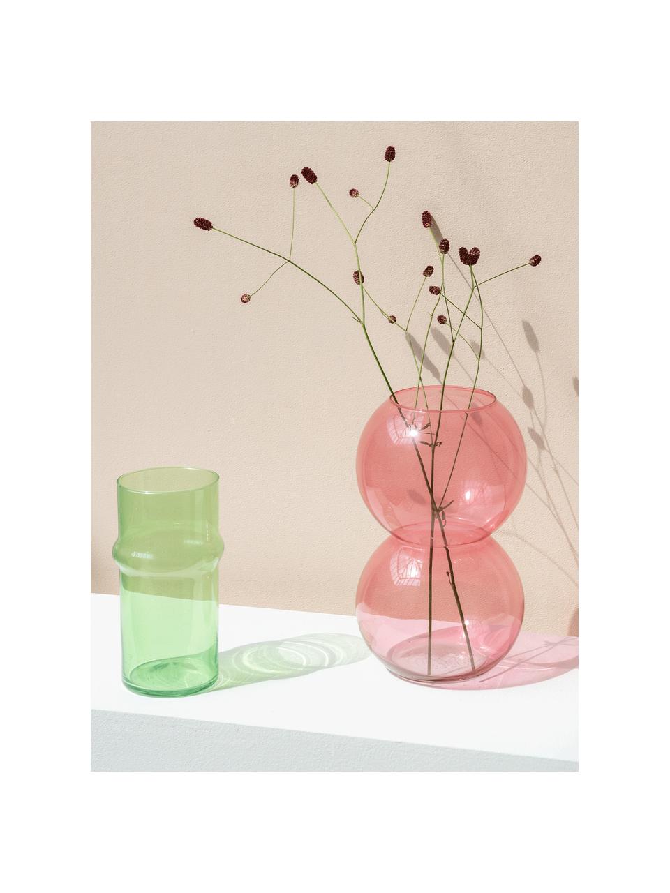 Ručne fúkaná dizajnová váza Bulb, V 27 cm, Sklo, Svetloružová, priehľadná, Ø 17 x V 27 cm