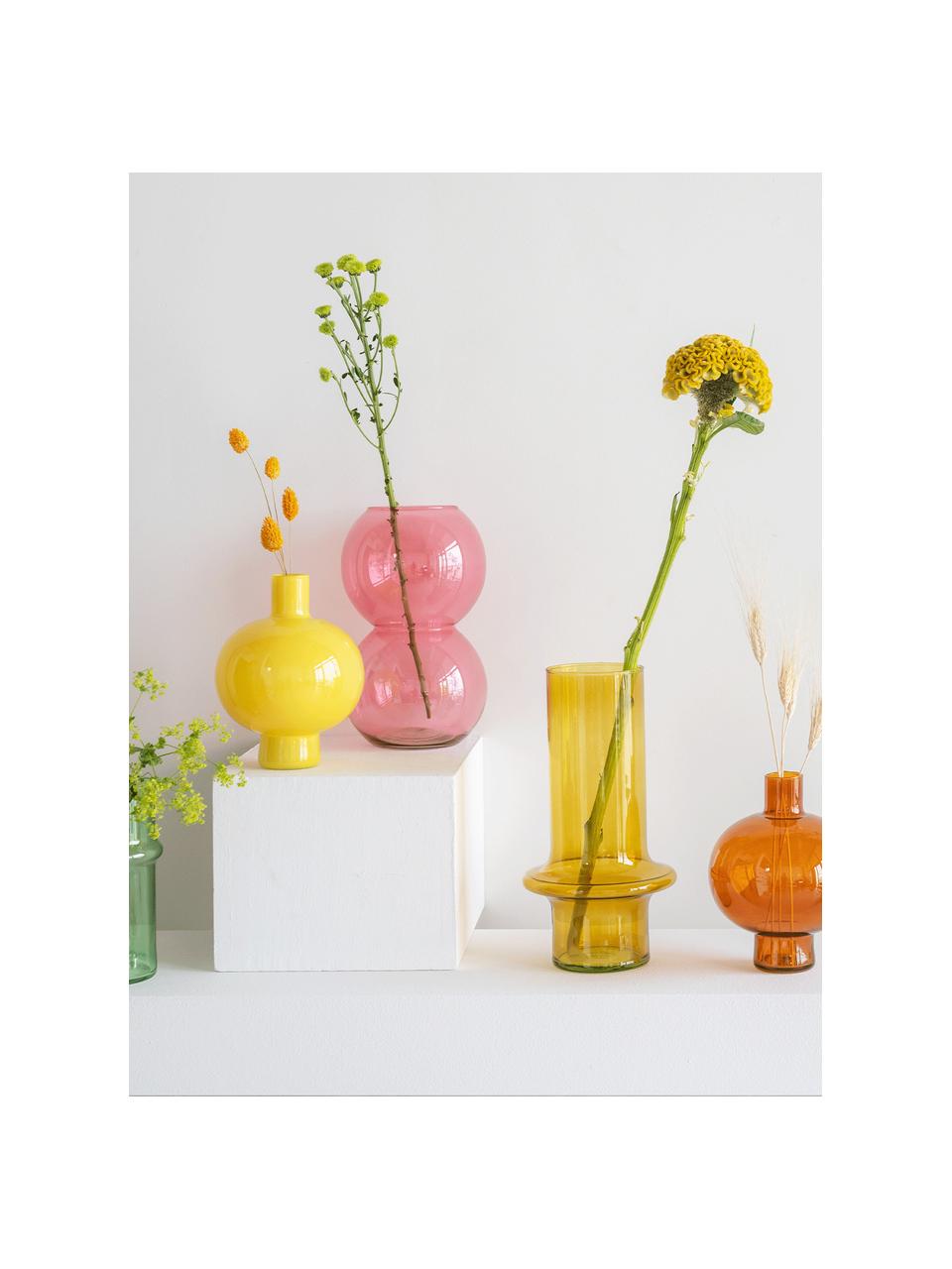Ručně foukaná designová váza Bulb, V 27 cm, Sklo, Světle růžová, transparentní, Ø 17 cm, V 27 cm