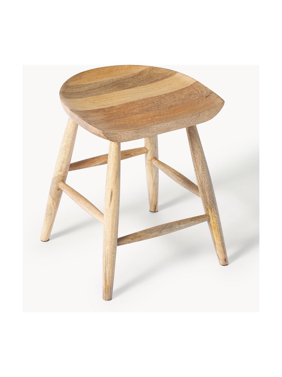 Tabouret en manguier Nino, Bois de manguier massif, laqué, Manguier, larg. 40 x haut. 55 cm