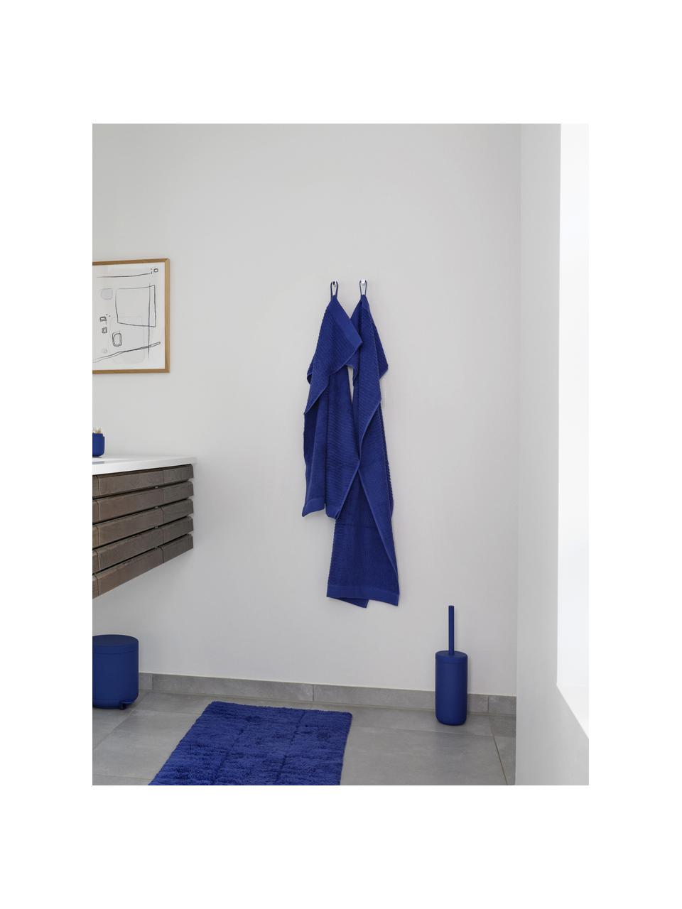 Scopino wc con contenitore in gres Omega, Contenitore: gres con superficie soft-, Manico: plastica, Blu elettrico, Ø 10 x Alt. 39 cm