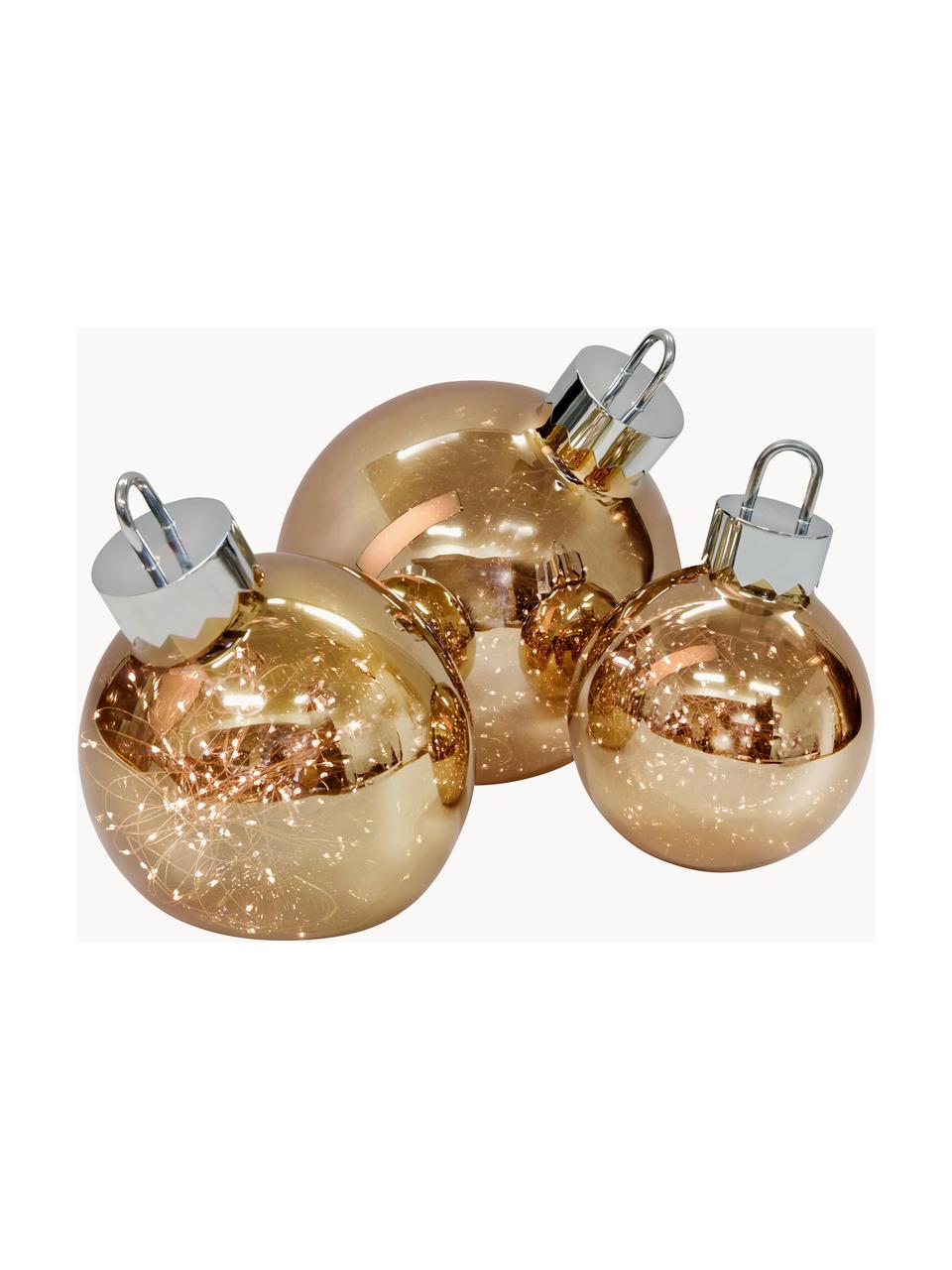 Bola de Navidad luminosa LED Aggia, a pilas, Dorado espejado, Ø 20 x Al 22 cm