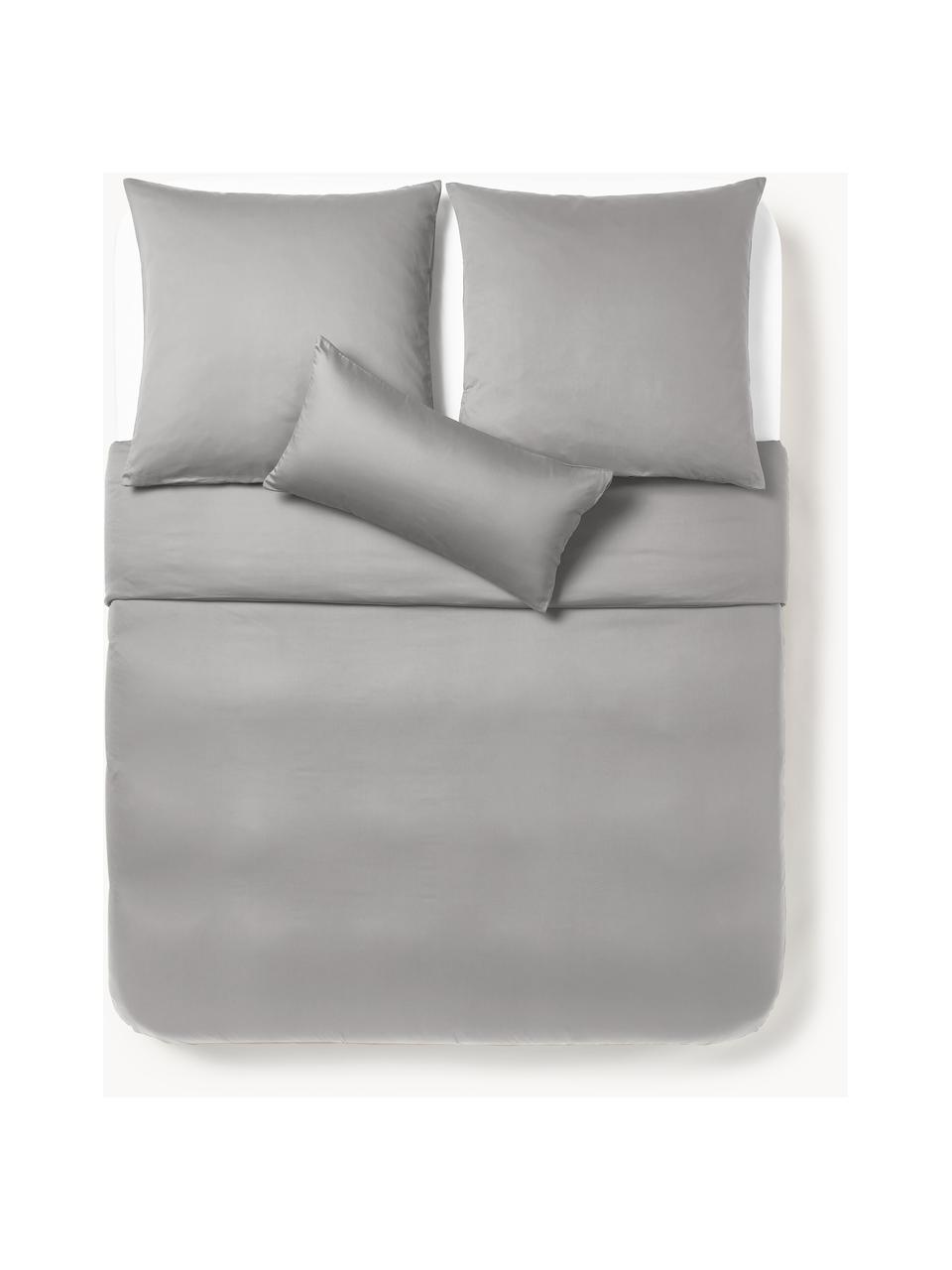 Housse de couette en satin de coton Comfort, Gris foncé, larg. 200 x long. 200 cm