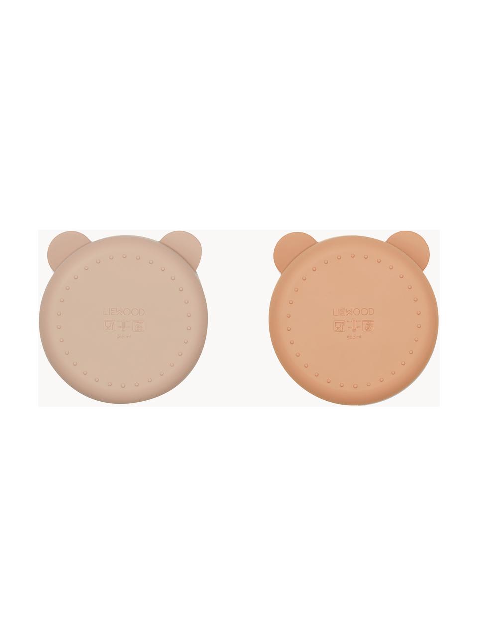 Set di 2 ciotole Connie, 100 % silicone, Rosa chiaro, pesca, Ø 15 x Alt. 5 cm