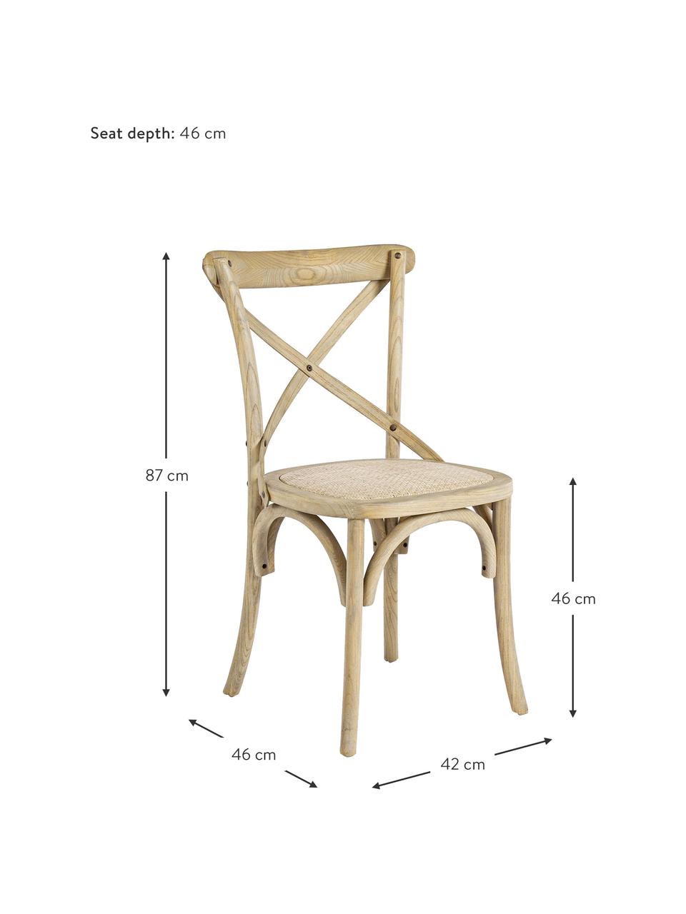 Dřevěná židle ve venkovském stylu Cross, Hnědá, Š 42 cm, H 46 cm