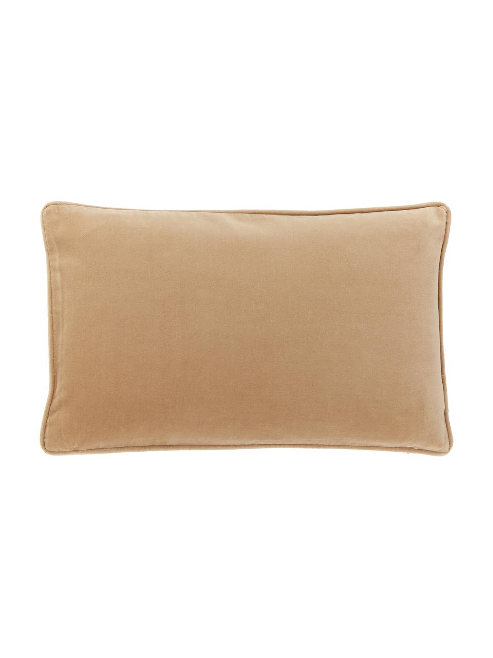 Poszewka na poduszkę z aksamitu Dana, 100% aksamit bawełniany, Jasny brązowy, S 30 x D 50 cm