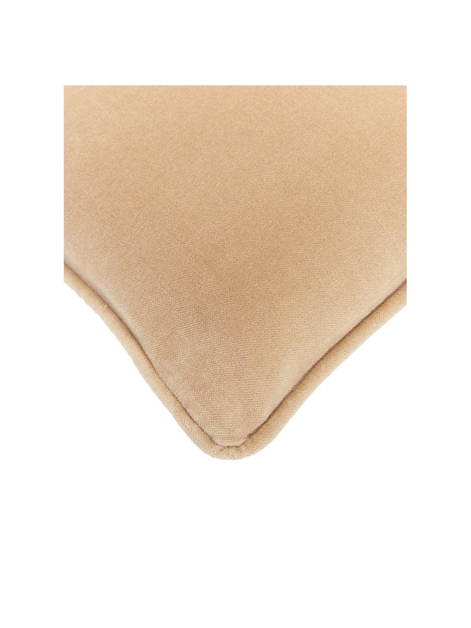 Funda de cojín de terciopelo Dana, 100% terciopelo de algodón, Beige, An 30 x L 50 cm