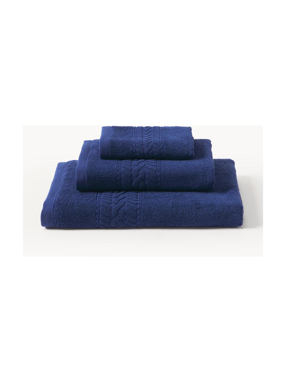 Sada ručníků Cordelia, 3 díly, Tmavě modrá, 3dílná sada (ručník pro hosty, ručník a osuška)