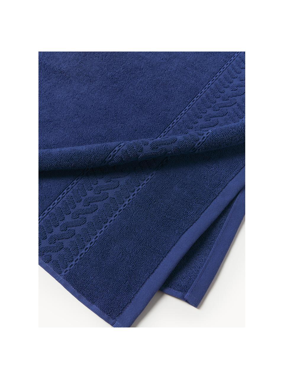 Set de toallas Cordelia, 3 uds., Azul oscuro, Set de 3 (toalla tocador, toalla lavabo y toalla ducha)