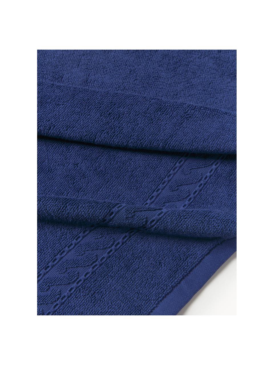 Set de toallas Cordelia, 3 uds., Azul oscuro, Set de 3 (toalla tocador, toalla lavabo y toalla ducha)