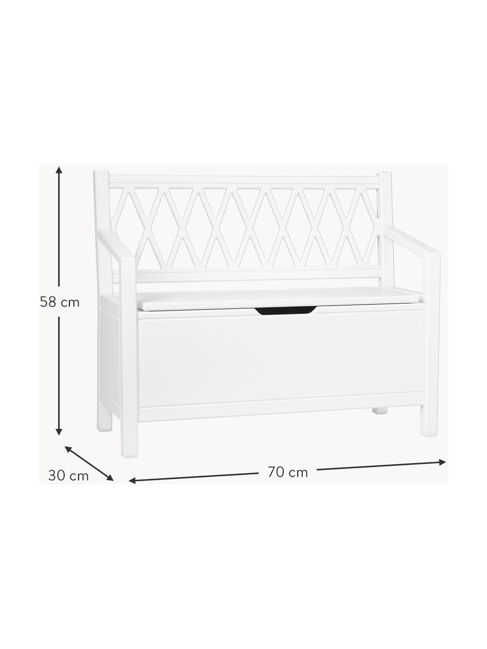 Banc pour enfant avec rangement Harlequin, Bois de bouleau, MDF, peinture sans COV, Bouleau blanc laqué, larg. 70 x haut. 58 cm