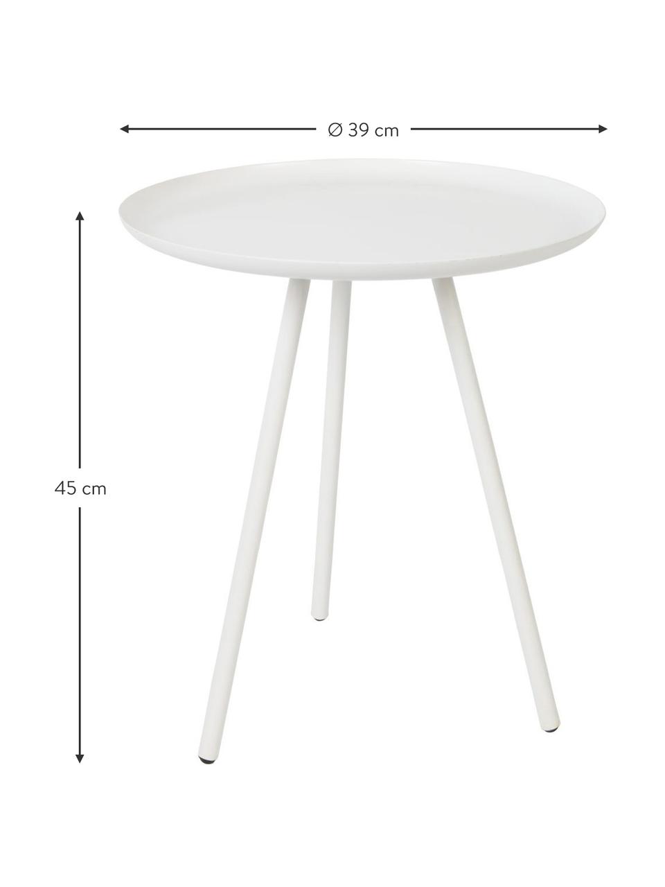 Tavolino in metallo bianco Frost, Metallo verniciato a polvere, Bianco, Ø 39 x Alt. 45 cm