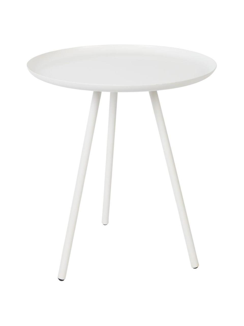 Tavolino in metallo Frost, Metallo verniciato a polvere, Bianco, Ø 39 x Alt. 45 cm