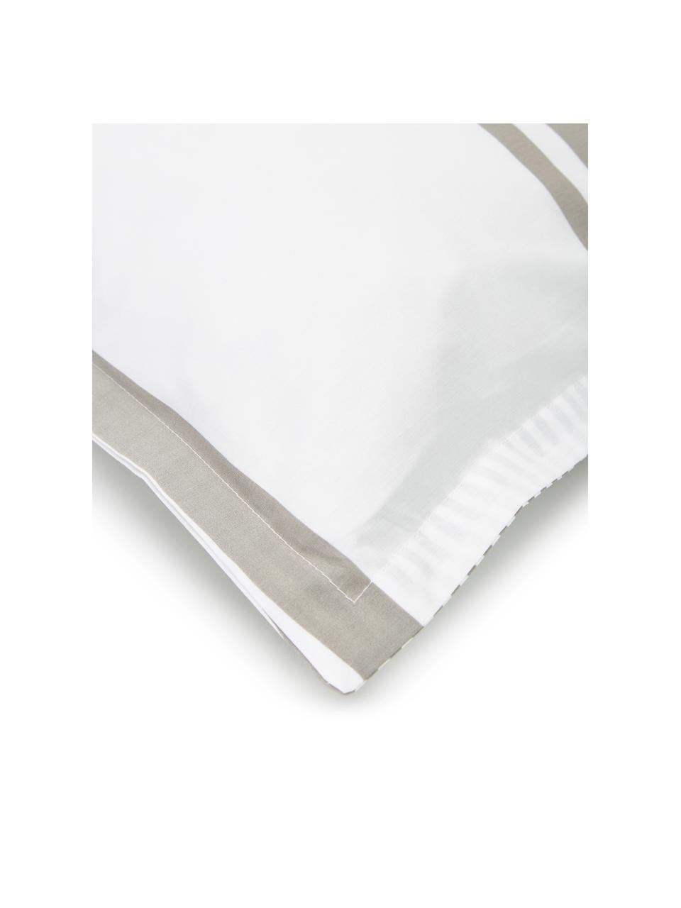 Dwustronna poszewka na poduszkę z organicznego perkalu z efektem sprania Kinsley, Beżowy, biały, S 40 x D 80 cm