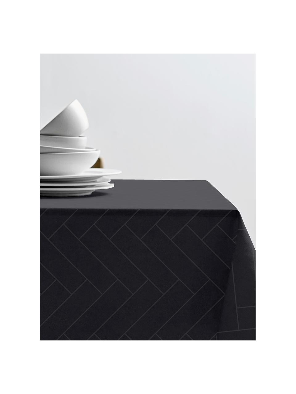 Nappe en coton Tiles, tailles variées, 100 % coton, Anthracite, 6-8 personnes (long. 270 x larg. 140 cm)