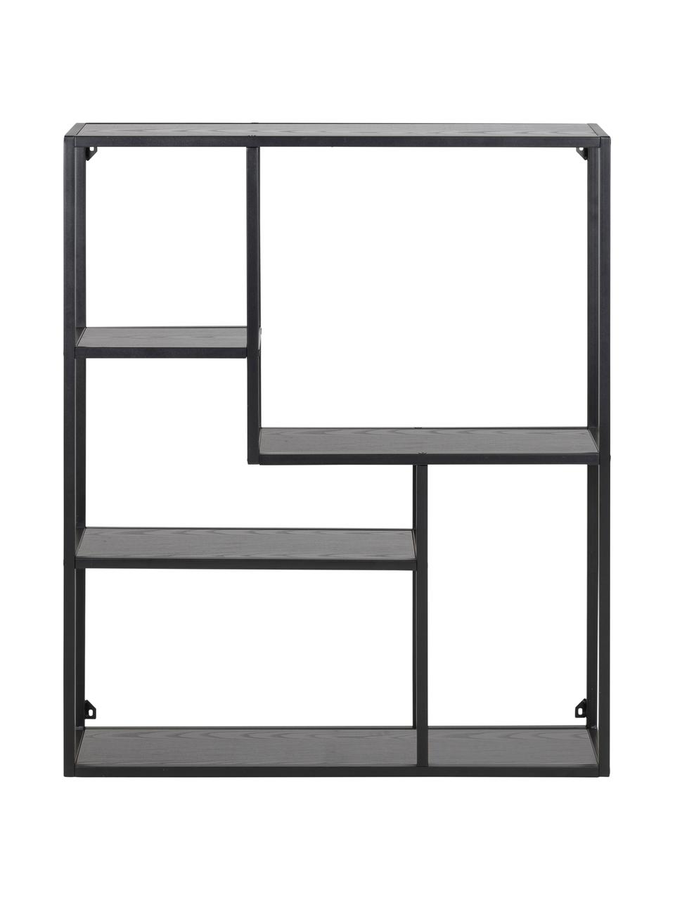 Wandregal Seaford, Einlegeböden: Mitteldichte Holzfaserpla, Gestell: Metall, pulverbeschichtet, Schwarz, B 75 x H 91 cm