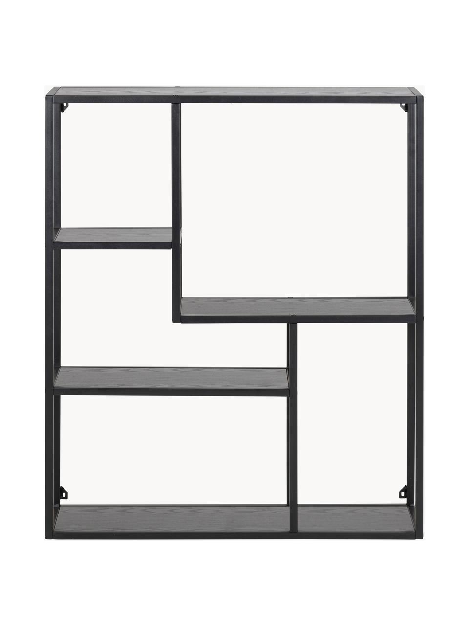 Estante de pared Seaford, Estantes: tablero de fibras de dens, Estructura: metal con pintura en polv, Negro, An 75 x Al 91 cm