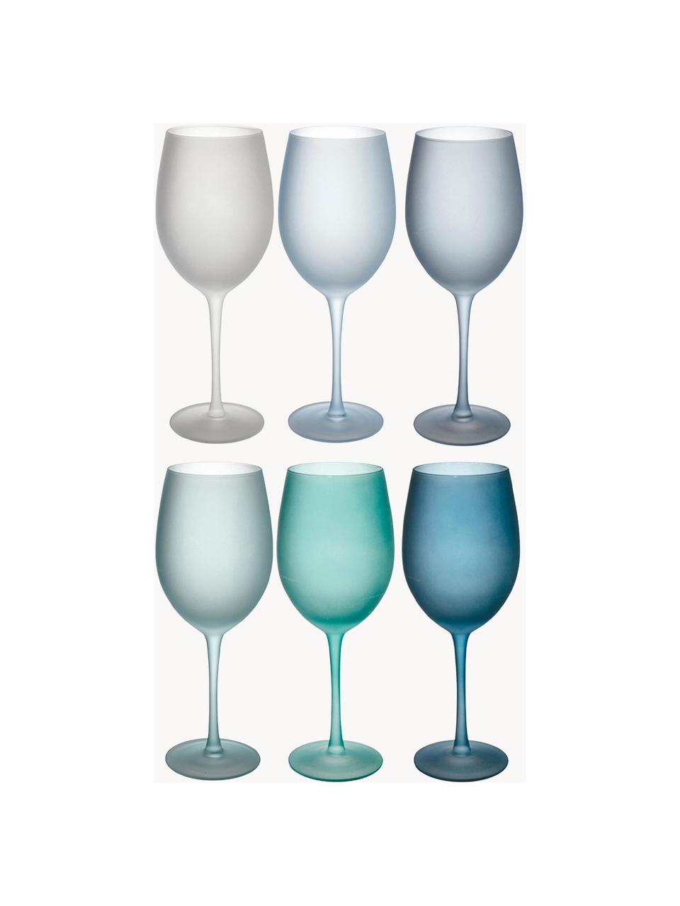 Set 6 bicchieri da vino Happy Hour, Vetro, Tonalità blu, Ø 9 x Alt. 24 cm