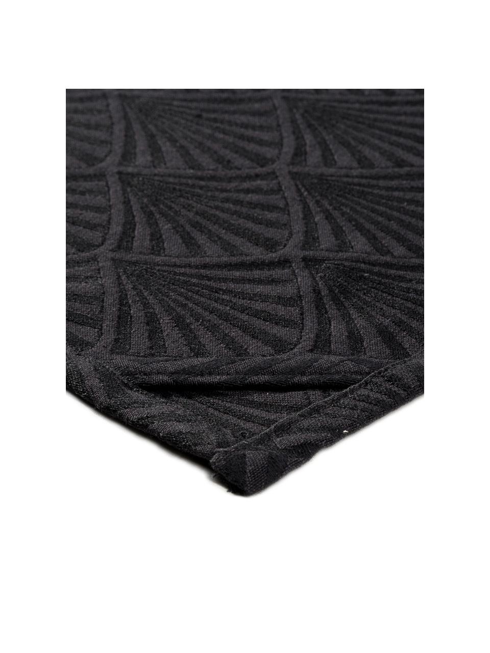 Torchon jacquard noir Celine, Noir