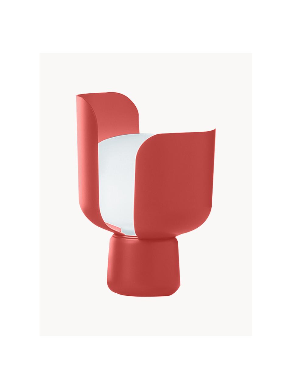 Lampada da tavolo piccola fatta a mano Blom, Paralume: plastica, Struttura: metallo rivestito, Bianco, rosso corallo, Ø 15  x A 24 cm